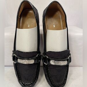 Coach Black Felisha Loafers with Silver Detailing Size 7.5